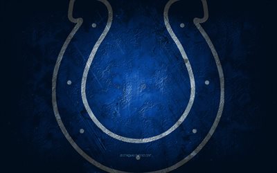 Indianapolis Colts, American football team, blue stone background, Indianapolis Colts logo, grunge art, NFL, American football, USA, Indianapolis Colts emblem