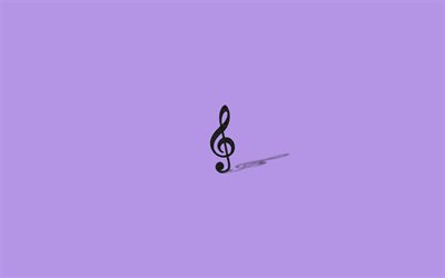 notenschl&#252;ssel, musiksymbol, lila hintergrund, musikhintergrund, musikkonzepte