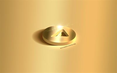 Telegram 3d gold logo, Telegram emblem, Telegram logo, gold background, Telegram, social media, 3d art