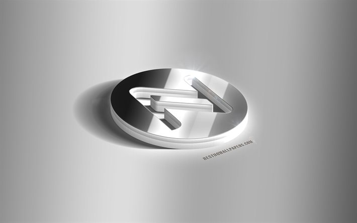 Logotipo do Namecoin 3D prateado, Namecoin, criptomoeda, fundo cinza, logotipo do Namecoin, emblema do Namecoin 3D, logotipo do metal do Namecoin 3D