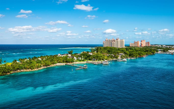 Nassau, Bahamas, islas tropicales, playa, palmeras, isla, Las Bahamas