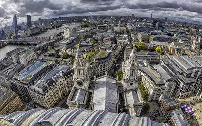 London, The City, cityscape, old buildings, Thames, London panorama, England, United Kingdom