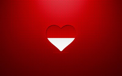 I Love Monaco, 4k, Avrupa, kırmızı noktalı arka plan, Monegasque bayrak kalp, Monako, favori &#252;lkeler, Love Monaco, Monegasque bayrağı