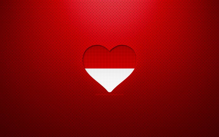 I Love Monaco, 4k, Europe, red dotted background, Monegasque flag heart, Monaco, favorite countries, Love Monaco, Monegasque flag
