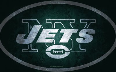 New York Jets, American football team, green stone background, New York Jets logo, grunge art, NFL, American football, USA, New York Jets emblem