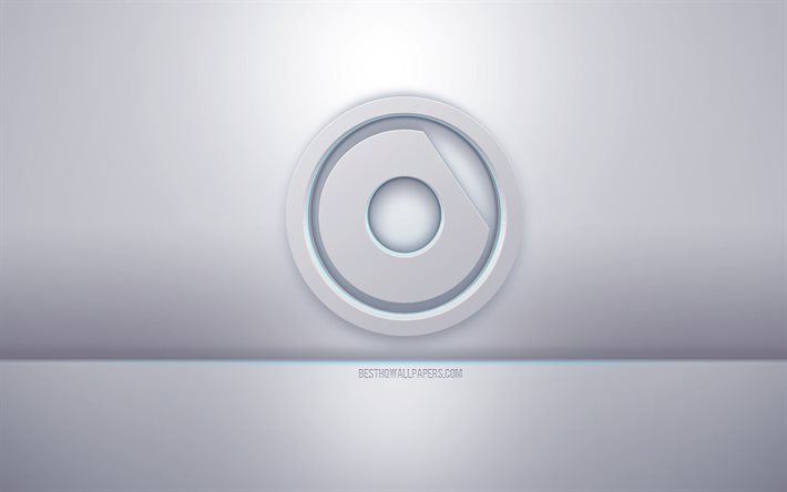 روميرو 3D شعار أبيض, خلفية رمادية, شعار روميرو, الفن الإبداعي 3D, روميرو, 3d شعار