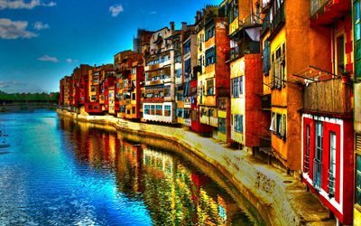 Italy, canal, building, summer, HDR