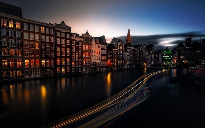 sera, canale, Amsterdam, paesi Bassi