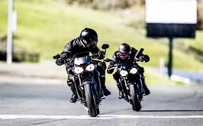 4k, Triumph Street Triple RS, bikers, 2017 bikes, road, Triumph