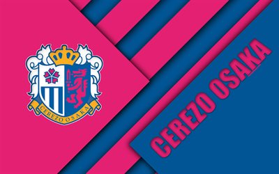 Cerezo Osaka FC, 4K, material design, Japanese football club, pink blue abstraction, logo, Osaka, Japan, J1 League, Japan Professional Football League, J-League