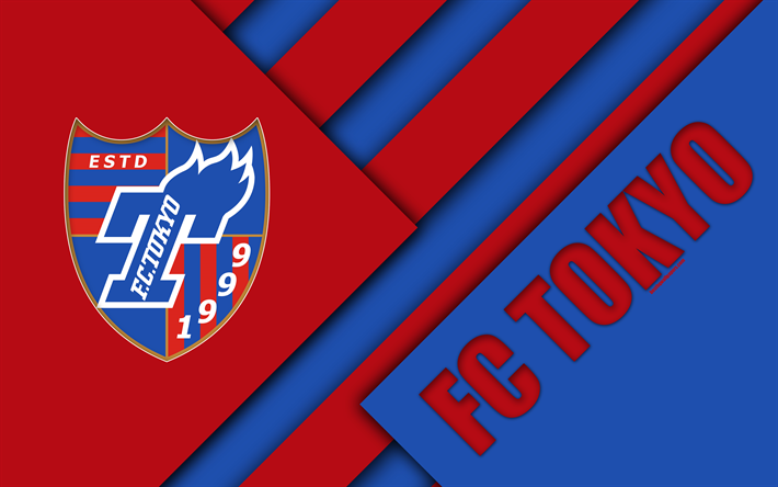Download Wallpapers Fc Tokyo 4k Blue Red Abstraction Material Design Japanese Football Club Logo Tokyo Japan J1 League Japan Professional Football League J League For Desktop Free Pictures For Desktop Free