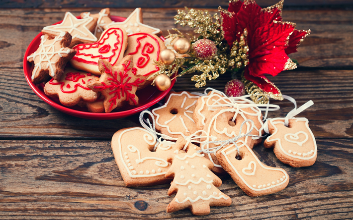 Download wallpapers Christmas, biscuits, sweets, pastries, 2018, New ...