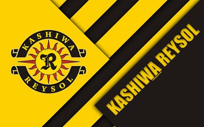 Kashiwa Reysol FC, 4k, material design, Japanese football club, black yellow abstraction, logo, Kashiwa, Chiba, Japan, J1 League, Japan Professional Football League, J-League