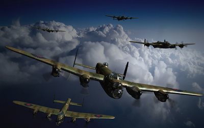 Avro Lancaster, British heavy bomber, Royal Air Force, Great Britain, World War II, military aircraft