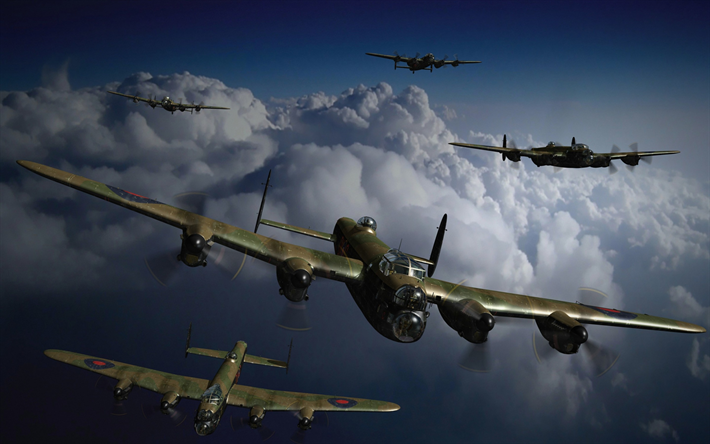 Avro Lancaster, Brittiska tunga bombplan, Royal Air Force, Storbritannien, Andra V&#228;rldskriget, milit&#228;ra flygplan