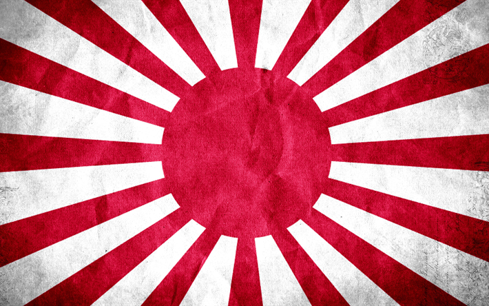 Japonya imparatorluk Japon Bayrağı, 4k, Japonya, Japon İmparatorluk Ordusu, grunge, Bayrak, Y&#252;kselen G&#252;neş Bayrağı