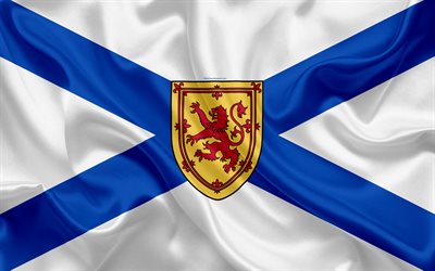 العلم نوفا سكوتيا, كندا, 4k, محافظة, نوفا سكوتيا, الحرير العلم, الكندي الرموز
