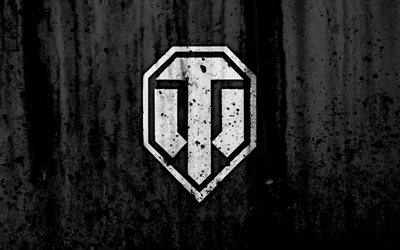WoT, 4k, logo, black background, World of Tanks, grunge, creative