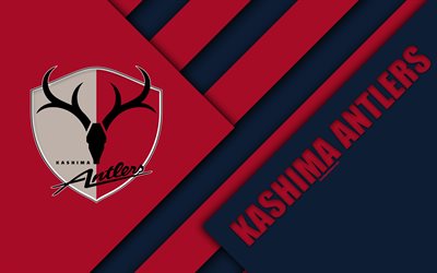 kashima antlers-fc -, 4k -, material-design, japanische fu&#223;ball-club, schwarz und rot abstraktion, logo, kasima erzeugte, ibaraki, japan j1-league, japan professional football league, j-league