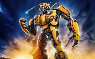 Bumblebee, 4k yellow robot, 2018 movie, Transformers Titans Return