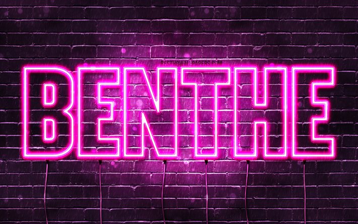 Benthe, 4k, wallpapers with names, female names, Benthe name, purple neon lights, Happy Birthday Benthe, popular dutch female names, picture with Benthe name
