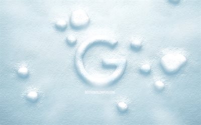Google 3D snow logo, 4K, creative, Google logo, snow backgrounds, Google 3D logo, Google