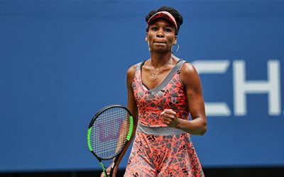 4k, Venus Williams, joy, Amerikalı tenis&#231;i, WTA, pembe &#252;niforma, sporcu, Ven&#252;s Ebony Starr Williams, tenis, HDR, ma&#231;, Tenis oyuncuları