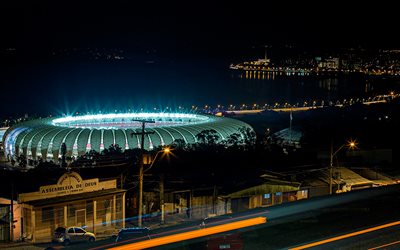 Estadio Beira-Rio, gece, Uluslararası Stadyum, havadan g&#246;r&#252;n&#252;m&#252;, Beira-Rio, HDR, Estadio Jose Pinheiro Kavga, Riverside Stadyumu, Porto Alegre, Brezilya, SC International, Brezilya stadyumlar