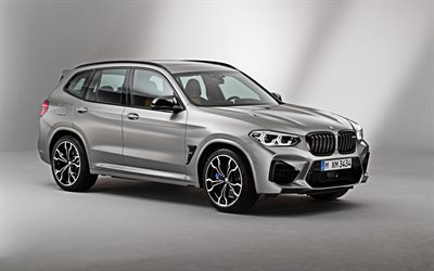 BMW X3 M a Concorr&#234;ncia, 2019, prata SUV, nova prata X3M, Carros alem&#227;es, exterior, X3 2019, BMW