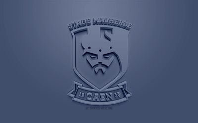 Stade Malherbe Caen, creative 3D logo, blue background, 3d emblem, French football club, Ligue 1, Caen, France, 3d art, football, stylish 3d logo
