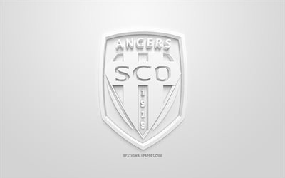 Angers SCO, le creative logo 3D, fond blanc, 3d embl&#232;me, club fran&#231;ais de football, Ligue 1, Angers, France, art 3d, le football, l&#39;&#233;l&#233;gant logo 3d