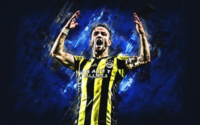 Mathieu Valbuena, blue stone, Fenerbahce FC, goal, french footballers, soccer, Valbuena, Turkish Super Lig, grunge, Turkey, Valbuena Fenerbahce
