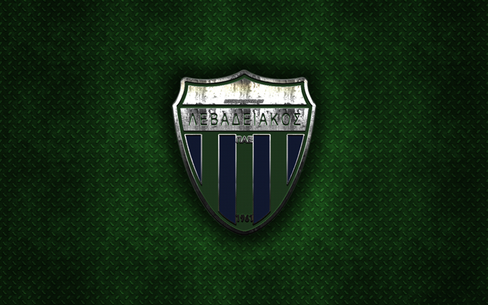 Levadiakos FC, Grego futebol clube, verde textura do metal, logotipo do metal, emblema, Chernomorets, Gr&#233;cia, Super Liga Da Gr&#233;cia, arte criativa, futebol