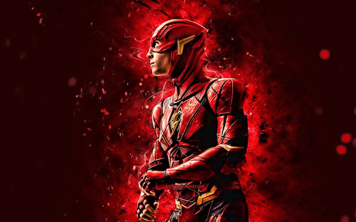 Download wallpapers 4k, The Flash, Justice League, Barry Allen,  superheroes, DC Comics, red neon lights, The Flash 4K, creative, Flash for  desktop free. Pictures for desktop free