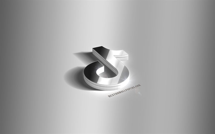 ティクトック 3D シルバー ロゴ, TikTok, ソーシャルネットワーク, 灰色の背景, ティクトックのロゴ, ティクトク3Dエンブレム, 金属 TikTok 3D ロゴ