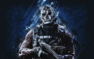 Mazza, Call Of Duty, ritratto, sfondo in pietra blu, personaggi di Call Of Duty, personaggio di Mace, Mace Call Of Duty