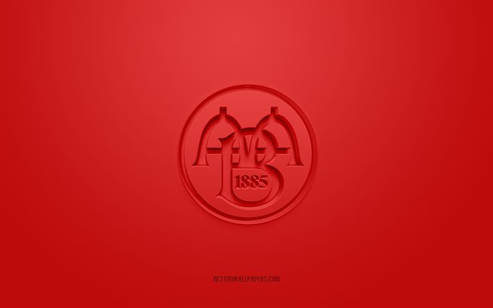 Aalborg FC, logo 3D cr&#233;atif, fond rouge, embl&#232;me 3d, club de football danois, Superliga danoise, Aalborg, Danemark, art 3d, football, logo 3d Aalborg FC