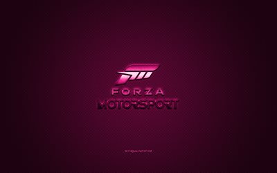 Forza Horizon, popul&#228;rt spel, Forza Horizon lila logotyp, lila kolfiber bakgrund, Forza Horizon logotyp, Forza Horizon emblem