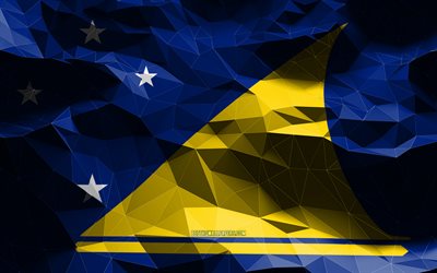 4k, bandiera Tokelau, arte low poly, paesi dell&#39;Oceania, simboli nazionali, bandiera di Tokelau, bandiere 3D, Tokelau, Oceania, bandiera 3D Tokelau