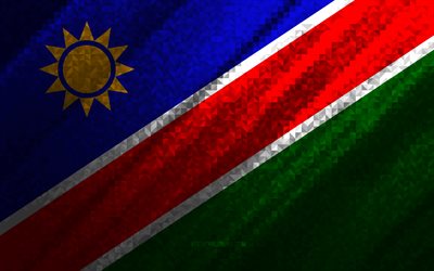 flagge von namibia, mehrfarbige abstraktion, namibia-mosaikflagge, namibia, mosaikkunst, namibia-flagge