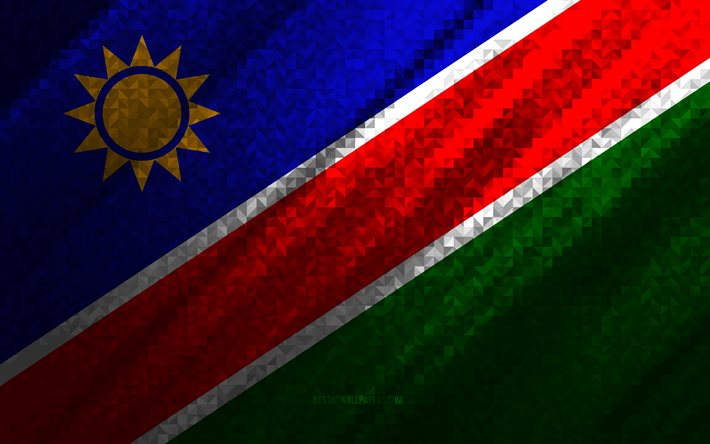 Bandiera della Namibia, astrazione multicolore, bandiera del mosaico della Namibia, Namibia, arte del mosaico, bandiera della Namibia