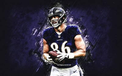 Nick Boyle, Baltimore Ravens, NFL, football americano, sfondo di pietra viola, National Football League