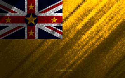 Flag of Niue, multicolored abstraction, Niue mosaic flag, Niue, mosaic art, Niue flag