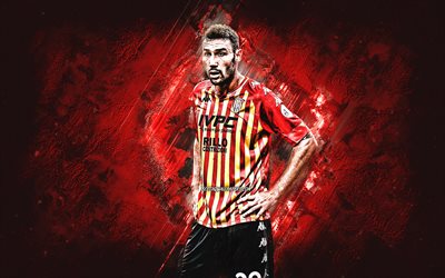 Artur Ionita, Benevento Calcio, moldovan footballer, midfielder, red stone background, football