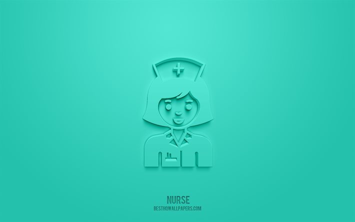krankenschwester 3d-symbol, wei&#223;er hintergrund, 3d-symbole, krankenschwester, medizin-symbole, krankenschwester zeichen, medizin 3d symbole