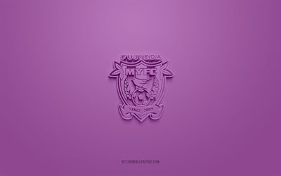 Fujieda MYFC, creative 3D logo, purple background, J3 League, 3d emblem, Japan Football Club, Shizuoka, Japan, football, Fujieda MYFC 3d logo
