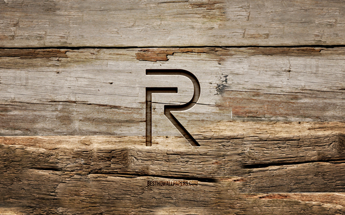 Logo en bois Realme, 4K, arri&#232;re-plans en bois, marques, logo Realme, cr&#233;atif, sculpture sur bois, Realme