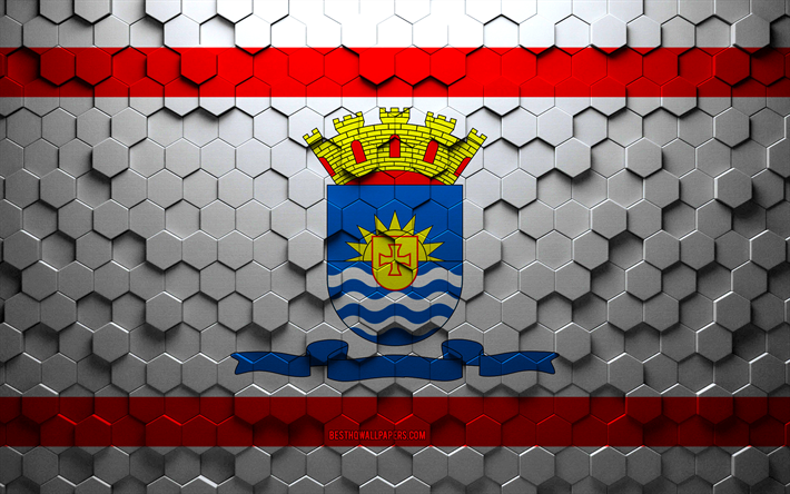Bandiera di Florianopolis, arte a nido d&#39;ape, bandiera di esagoni di Florianopolis, arte di esagoni 3d di Florianopolis, bandiera di Florianopolis