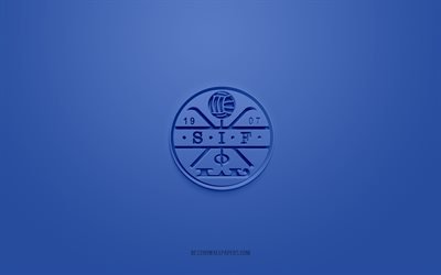 Stromsgodset Toppfotball, kreativ 3D-logotyp, bl&#229; bakgrund, Eliteserien, 3d-emblem, norsk fotbollsklubb, Norge, 3d-konst, fotboll, Stromsgodset Toppfotball 3d-logotyp