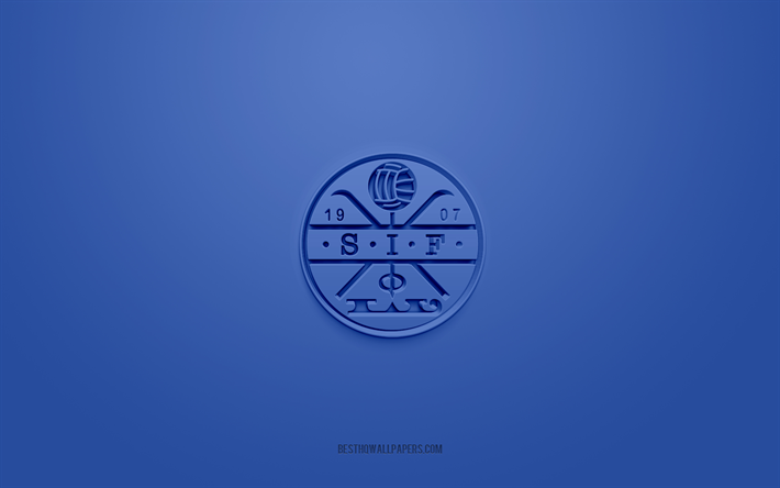Stromsgodset Toppfotball, creative 3D logo, blue background, Eliteserien, 3d emblem, Norwegian football club, Norway, 3d art, football, Stromsgodset Toppfotball 3d logo